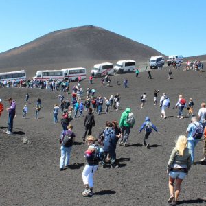 Cable railway journey to the top of Mount Etna