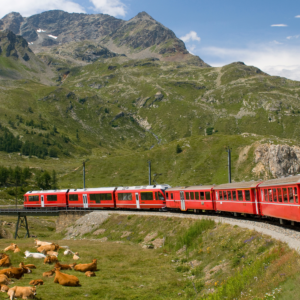 Hand your Ticket out! Tour on the Bernina Express red train!
